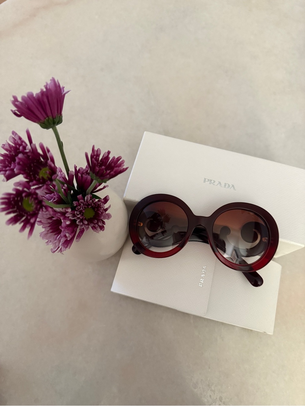 Prada Round Burgundy Gradient Sunglasses